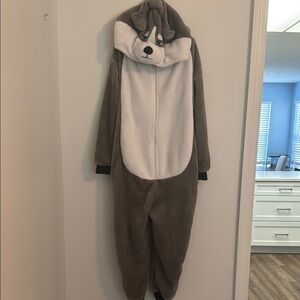 Cozy Gray Wolf Kids One Piece